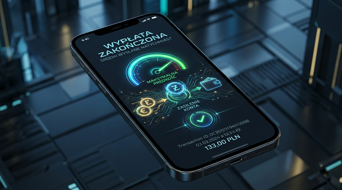 Szybka wypłata wygranej w kasynie na ekranie nowoczesnego smartfona